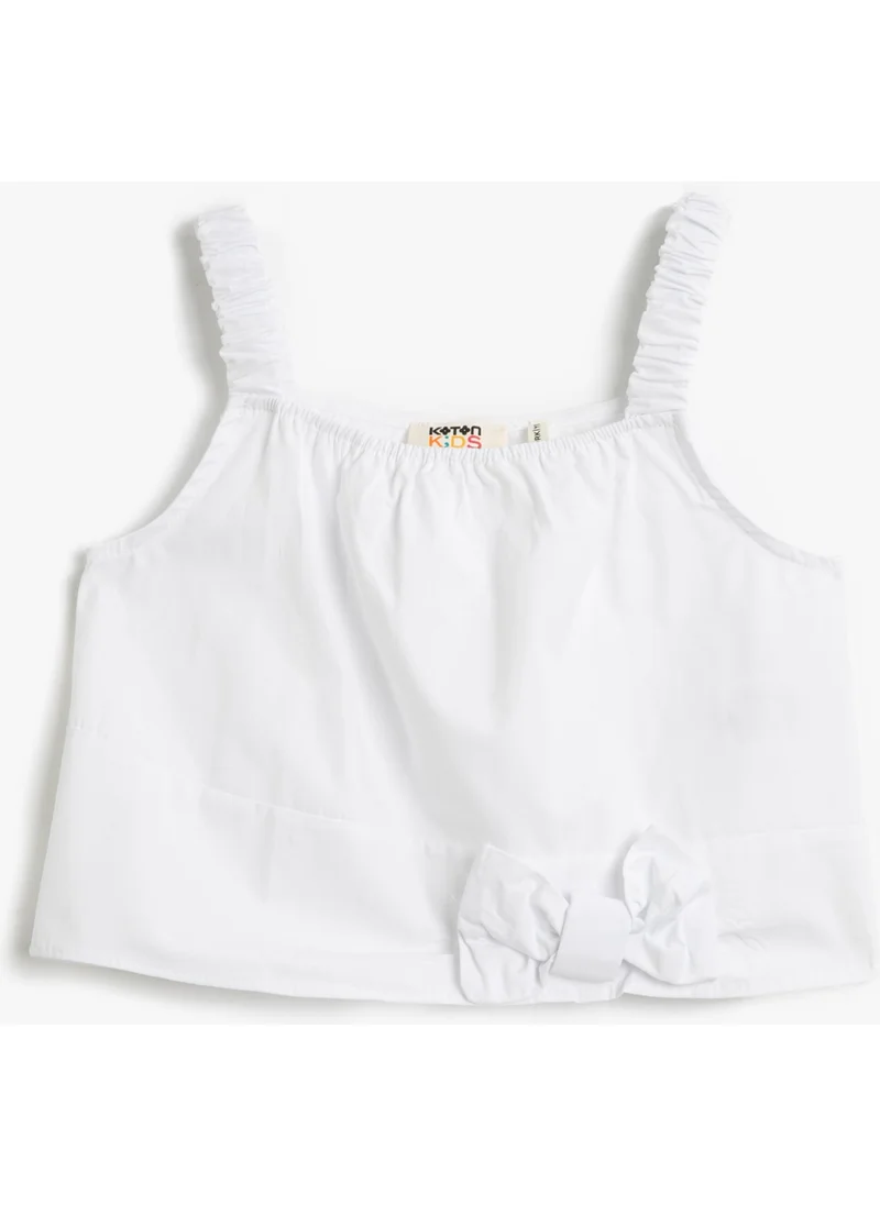 كوتون Crop Blouse Strappy Bow Detailed Cotton