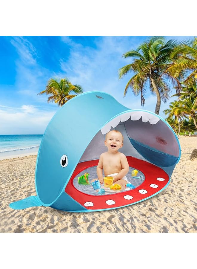 Azonee Pop Up Baby Beach Tent Folding Sun Shade with Pool for Babies 50+ SPF UV Protection Portable Sun Shelter Camping Tent Lightweight for Indoor and Outdoor for Camping Beach Traveling - Image 1