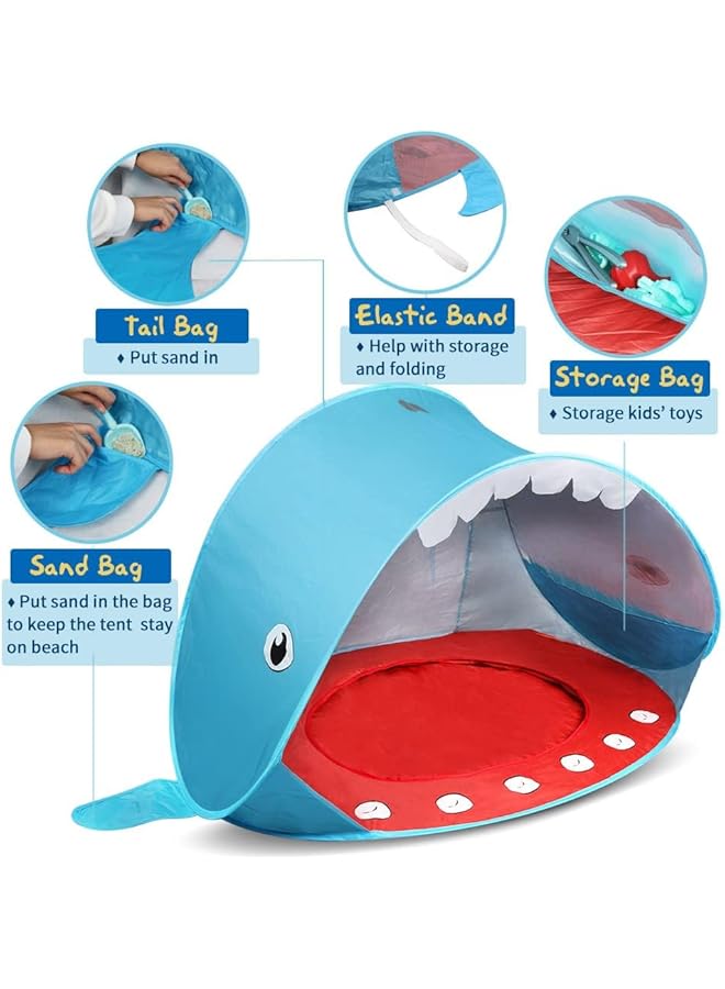 Azonee Pop Up Baby Beach Tent Folding Sun Shade with Pool for Babies 50+ SPF UV Protection Portable Sun Shelter Camping Tent Lightweight for Indoor and Outdoor for Camping Beach Traveling - Image 5