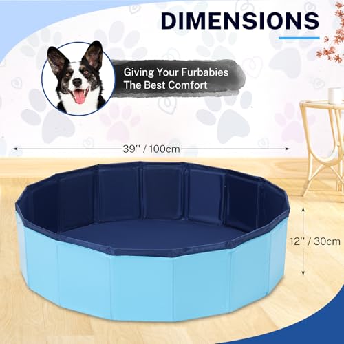 NATGAI Portable Whelping Box for Puppies | 39"X12" Dog Birthing Pool, Whelping Pen for Dogs, Dog Pool Ideal for Puppies' Delivery & Outdoor Fun (39inch Dia. × 12inch H/100 × 30cm) - Image 2