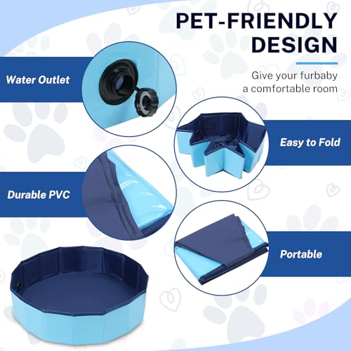 NATGAI Portable Whelping Box for Puppies | 39"X12" Dog Birthing Pool, Whelping Pen for Dogs, Dog Pool Ideal for Puppies' Delivery & Outdoor Fun (39inch Dia. × 12inch H/100 × 30cm) - Image 4