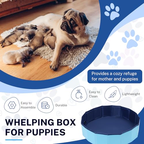 NATGAI Portable Whelping Box for Puppies | 39"X12" Dog Birthing Pool, Whelping Pen for Dogs, Dog Pool Ideal for Puppies' Delivery & Outdoor Fun (39inch Dia. × 12inch H/100 × 30cm) - Image 3