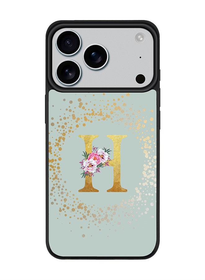 Stylizedd iPhone 17 Pro Case, [Compatible with MagSafe] Slim Magnetic cover Phone Case iPhone 17 Pro -Custom Monogram Floral - H  (Light Grey ) - Image 1