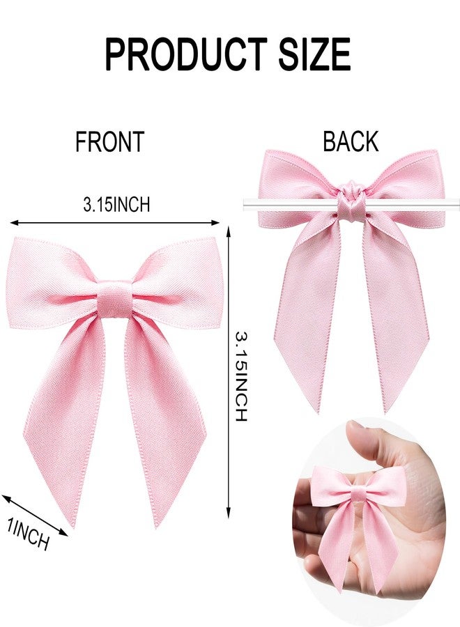 Amstorer Twist Tie Bows 3.3‘’ Craft Bows Satin Ribbon Bow for Gift Wrapping, Treat Bags, Party Favors & Craft Decoration (Light Pink, 1 Count(Pack of 60)) - Image 2