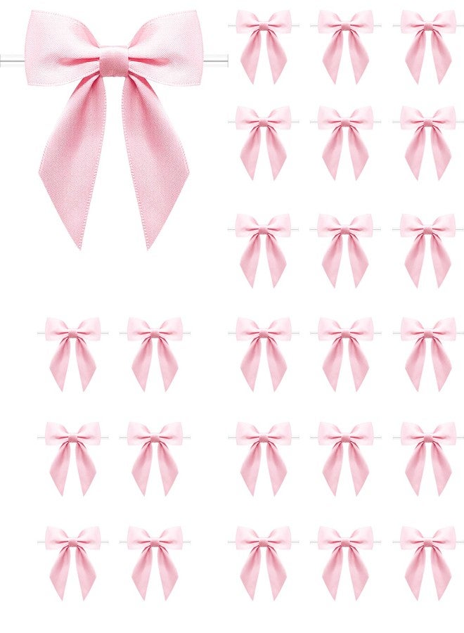 Amstorer Twist Tie Bows 3.3‘’ Craft Bows Satin Ribbon Bow for Gift Wrapping, Treat Bags, Party Favors & Craft Decoration (Light Pink, 1 Count(Pack of 60)) - Image 1