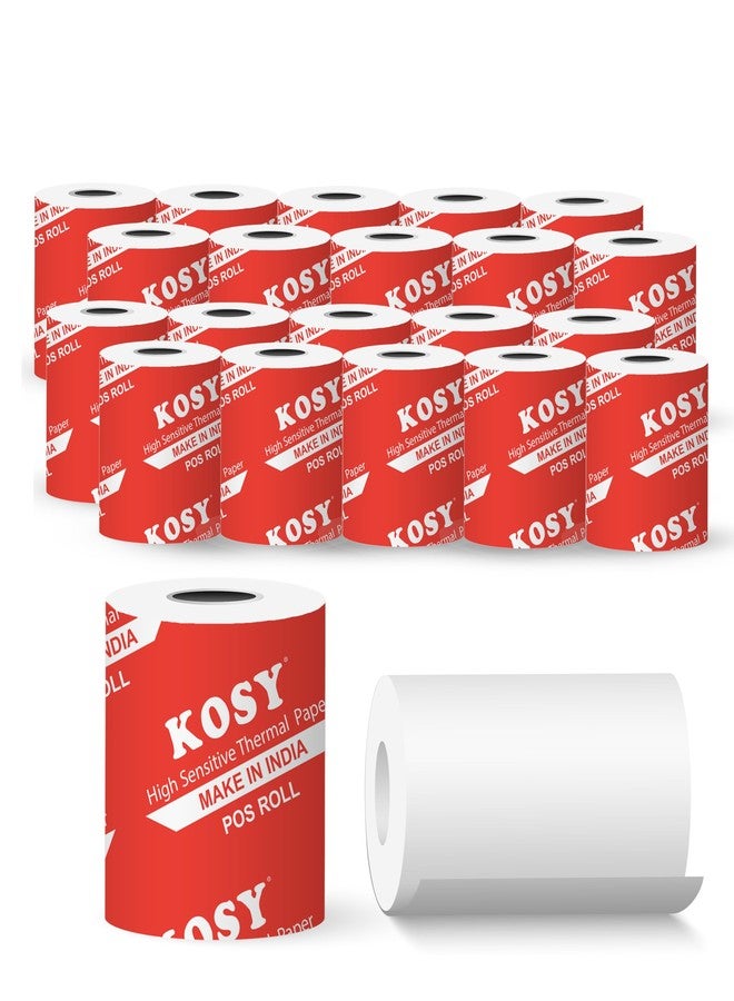 KOSY POS Thermal Paper Rolls 58mm 2.25 Inch White BPA Free Receipt Paper for Billing Counters Retail Stores Hotels and POS Systems Smooth Feed Crisp Print Pack of 20 - Image 1