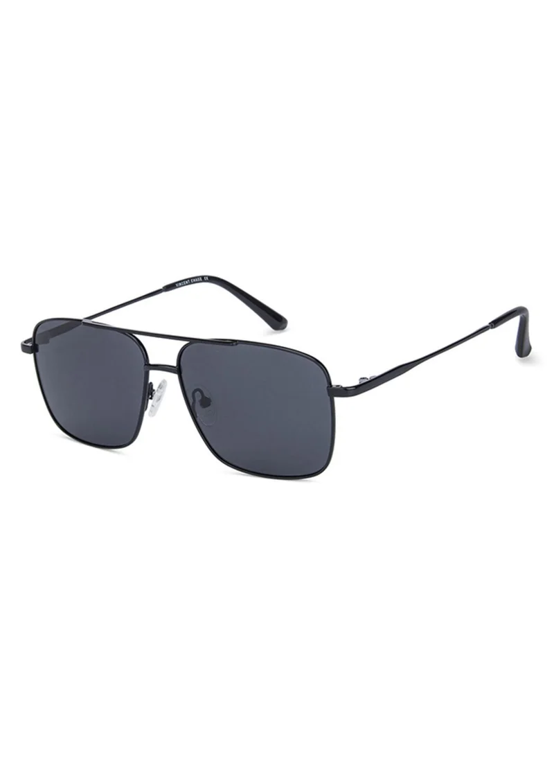 فينسينت تشيس Vincent Chase By Lenskart | Black Grey Full Rim Square Branded Latest and Stylish Sunglasses | Polarized and 100% UV Protected | Men & Women | Large | VC S13118