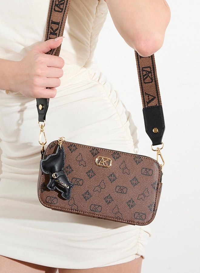 Akiki London Women's Kew 22 Box Sling Bag|comes with Dog Charm|Webbed Strap|2 compartments|Vegan Leather Material|Crossbody bag for Women|Gift for women - Image 2