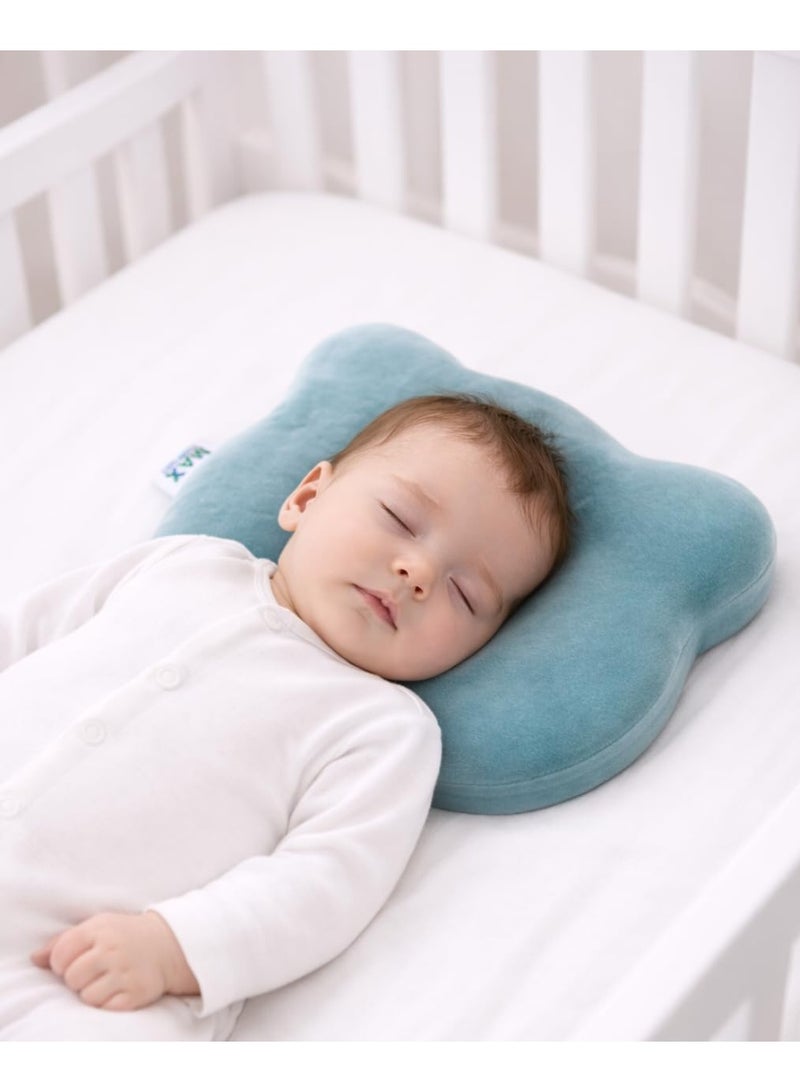 Max Comfort Mickey Mouse Medical Pillow for Children, Memory Foam, Supportive Design for Baby's Head, Comfortable Sleep and Reduced Head Pressure, Suitable for Infants and Children, Soft and Safe Materials, by Max Comfort, Turquoise - Image 1