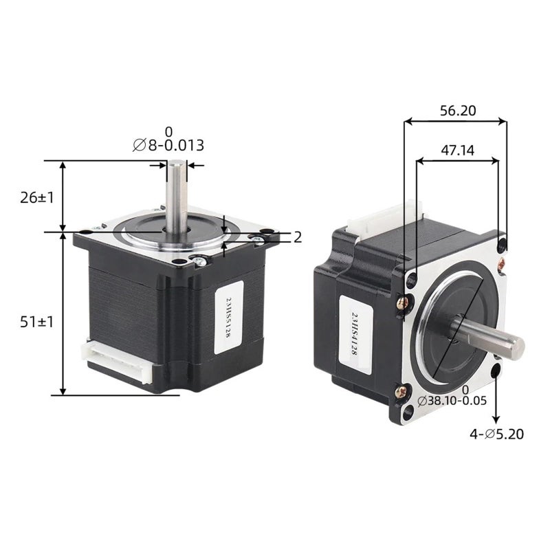 محرك خطوي Nema 23 57 101N Cm 2.8A 51mm للطابعة ثلاثية الأبعاد 23HS5128 8mm X1 قطعة - Image 3