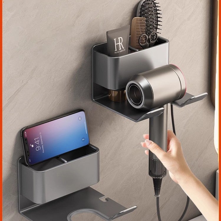 Aluminum Hair Dryer Holder Shelf, Wall Mounted, No Drilling Required - Image 2