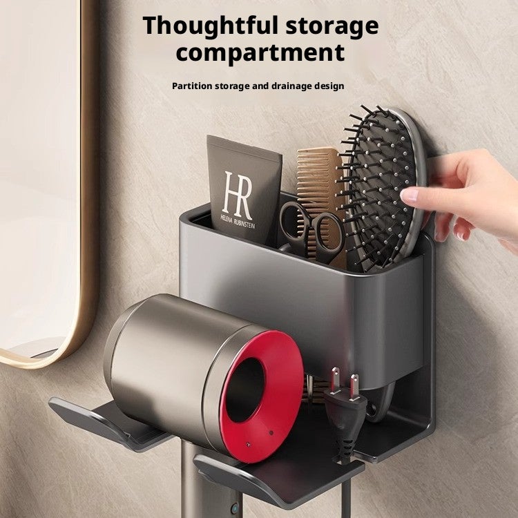 Aluminum Hair Dryer Holder Shelf, Wall Mounted, No Drilling Required - Image 1