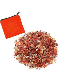 rockcloud Rockcloud 0.5 lb Small Tumbled Chips Crushed Stone with Chakra Bag Healing Reiki Crystal Home Decoration, Carnelian 