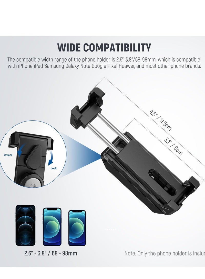 Universal Metal Phone Tripod Mount with Cold Shoes, 360 Rotating Adjustable Clip Holder, Multi-Angle Tri-Fold Cell Phone Holder, Desktop Tripod and Handheld Grip for Streaming Vlog  - Image 5