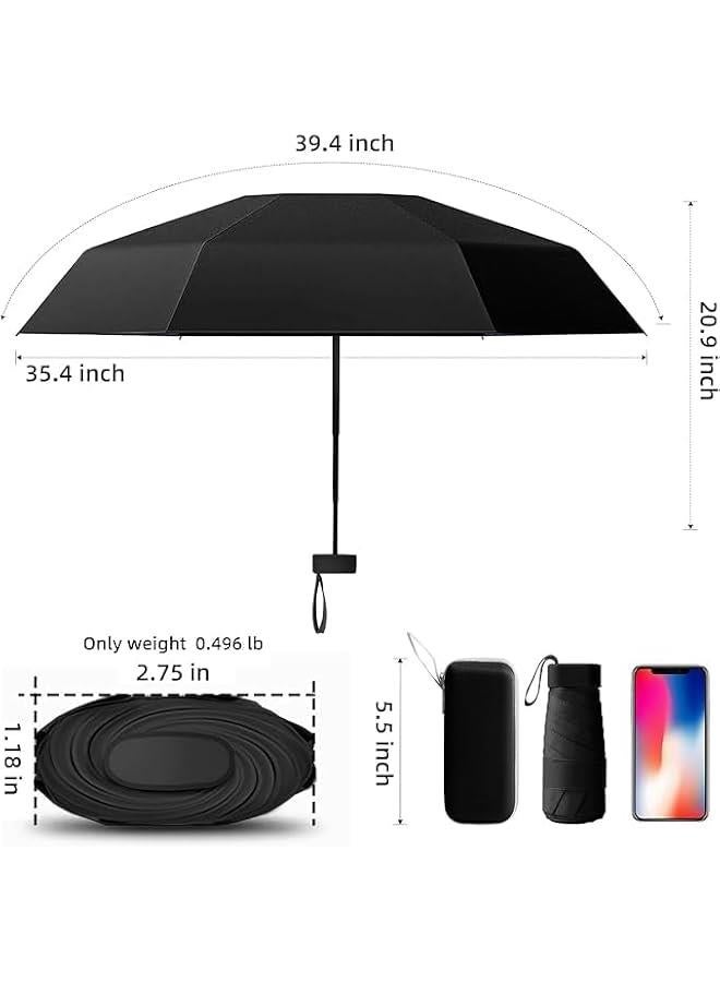 HOOKOR Mini Umbrella for Travel,Compact Mini Six-fold Umbrella With Case, Lightweight Portable Parasol, Small Pocket Capsule UPF 50+ UV Resistant Perfect for Travel, Outdoor Sun & Rain Umbrellas - Image 2