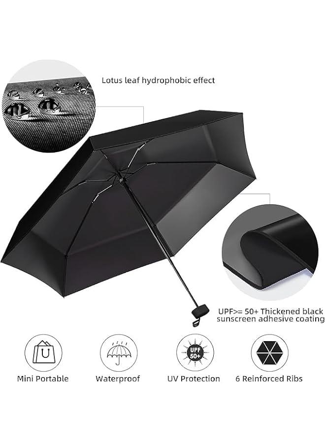 HOOKOR Mini Umbrella for Travel,Compact Mini Six-fold Umbrella With Case, Lightweight Portable Parasol, Small Pocket Capsule UPF 50+ UV Resistant Perfect for Travel, Outdoor Sun & Rain Umbrellas - Image 5
