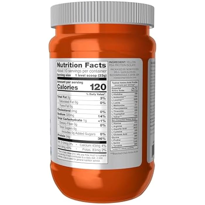 now Sports Nutrition, Pea Protein 24 g, Easily Digested, Unflavored Powder, 12-Ounce - Image 2