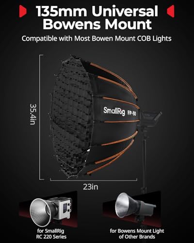 SmallRig FP90 354 Parabolic Softbox with Bowens Mount for Studio Photography Quick Release Soft Box with Honeycomb Grid Diffusers for SMALLRIG RC 220 pro for Neewer for Godox for Aputure 5395 - Image 3