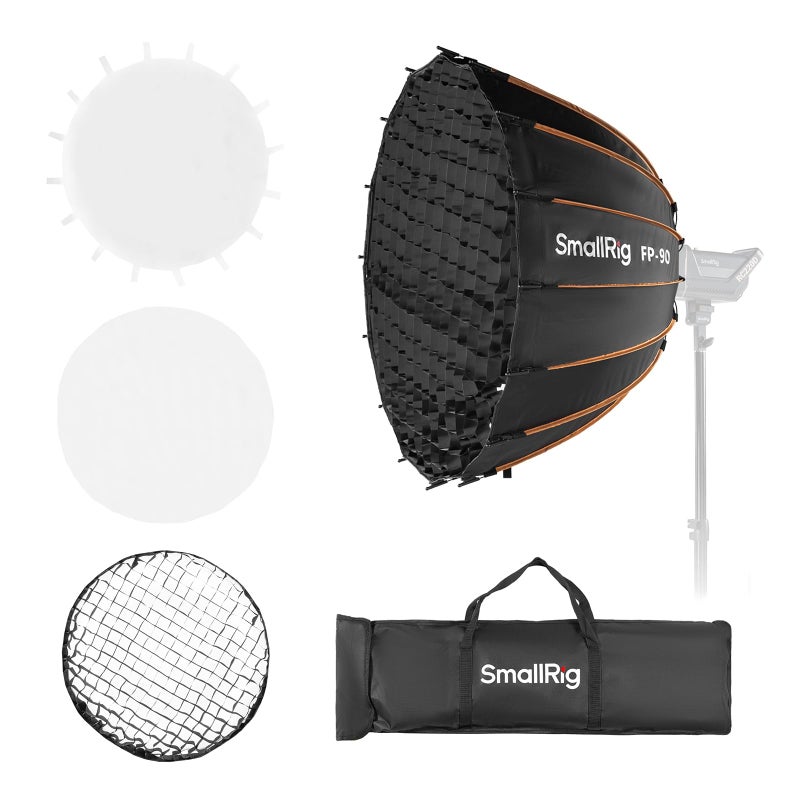 SmallRig FP90 354 Parabolic Softbox with Bowens Mount for Studio Photography Quick Release Soft Box with Honeycomb Grid Diffusers for SMALLRIG RC 220 pro for Neewer for Godox for Aputure 5395 - Image 2