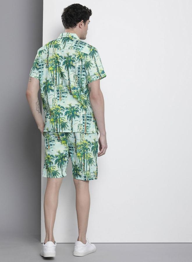 شركة المرآب الهندية طقم منسق من شورت وقميص بطبعة تروبيكال - Image 3