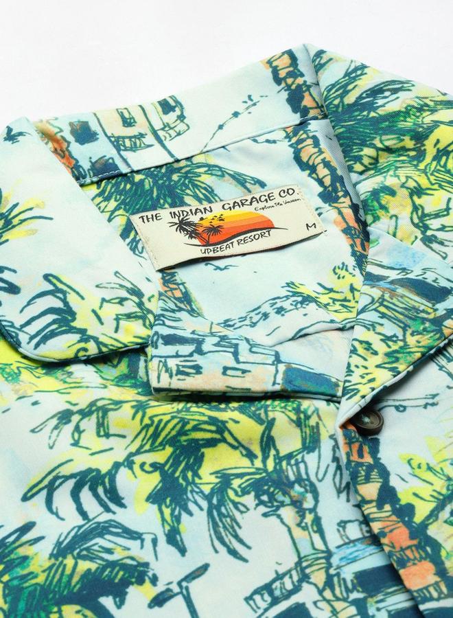شركة المرآب الهندية طقم منسق من شورت وقميص بطبعة تروبيكال - Image 2
