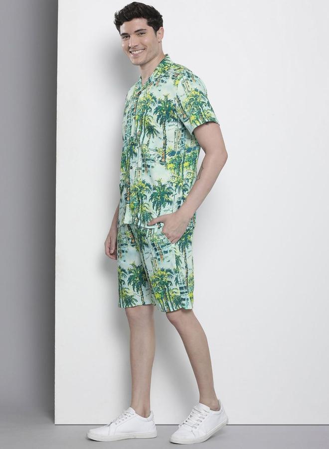 شركة المرآب الهندية طقم منسق من شورت وقميص بطبعة تروبيكال - Image 4