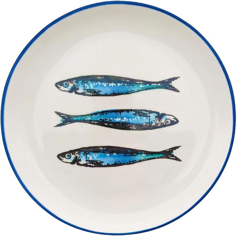 Portuguese Pottery Ceramic Dessert Plate Made in Portugal  Sardines 1 - Image 1