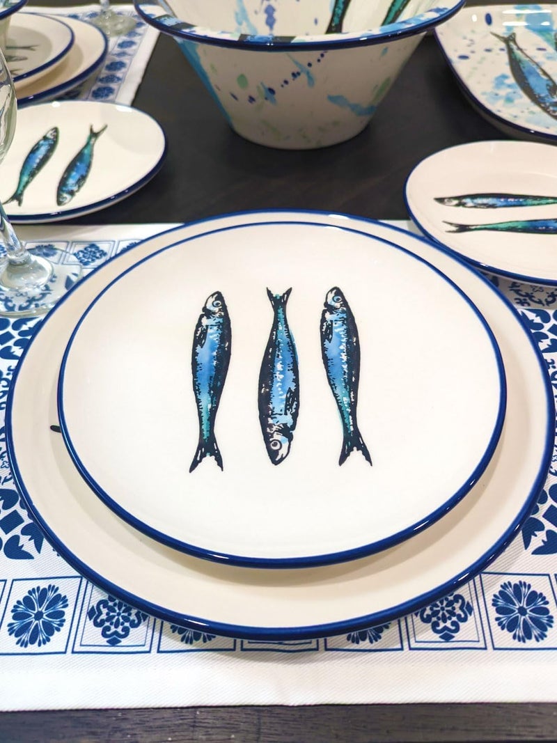 Portuguese Pottery Ceramic Dessert Plate Made in Portugal  Sardines 1 - Image 2