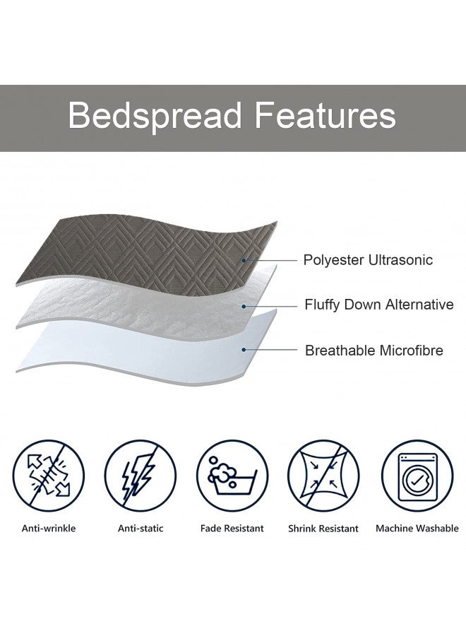 Hygge Hush Hygge Hush Summer Quilt Set, King Size Dark Grey L Pattern 3 Pieces Quilt Set, Oversized Modern Style Bedspread Set for All Season (1 Quilt & 2 Pillow Shams)  - Image 3