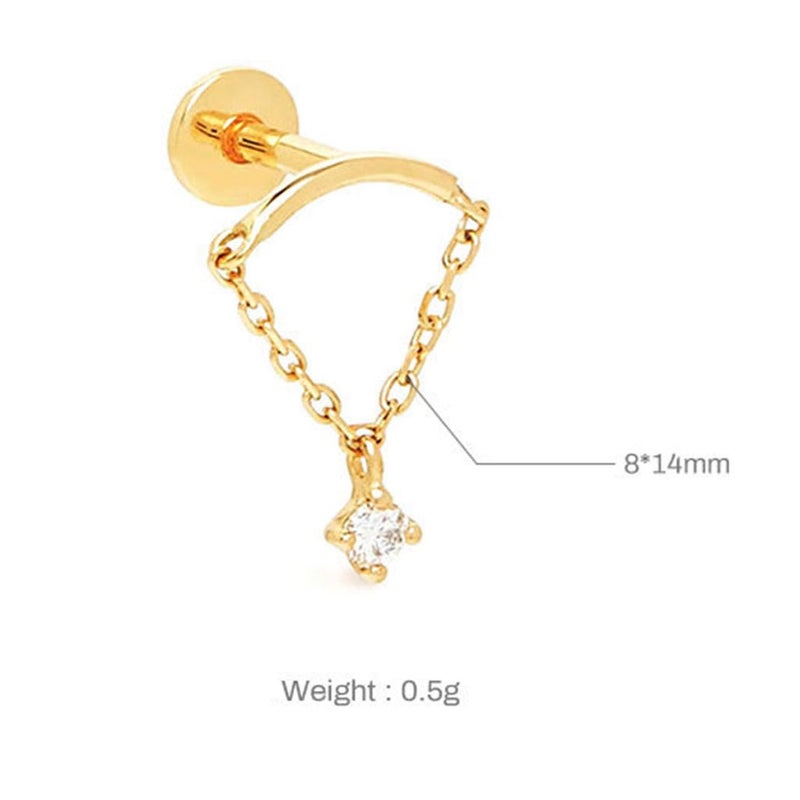 TACBSP Helix Dangle Earring for Women - Flat Back Hypoallergenic Cartilage Piercing Jewelry, Forward Earrings (Gold) - Image 4