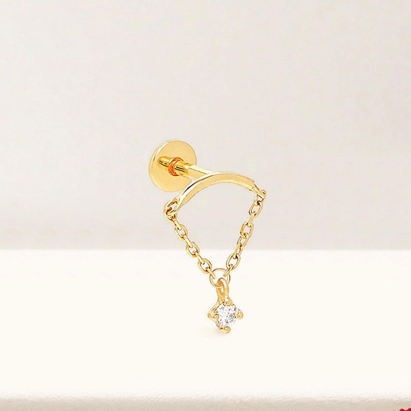 TACBSP Helix Dangle Earring for Women - Flat Back Hypoallergenic Cartilage Piercing Jewelry, Forward Earrings (Gold) - Image 5