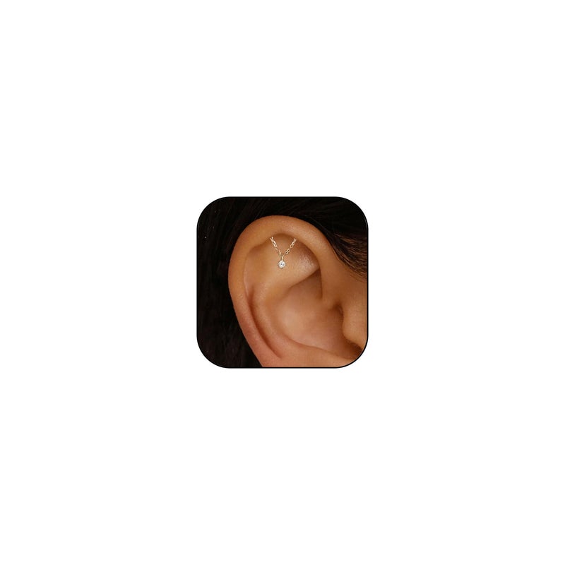 TACBSP Helix Dangle Earring for Women - Flat Back Hypoallergenic Cartilage Piercing Jewelry, Forward Earrings (Gold) - Image 1