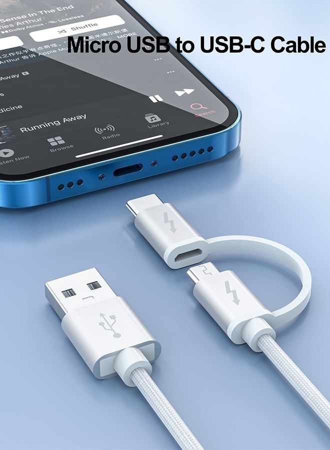 Superer Nylon Braided Charger Cord Fit for OontZ Angle 3 (4th Gen)/Pro Dual/Ultra (4th Gen)/Pro/Shower/RainDance,Angle Solo Bluetooth Speaker Micro USB Type C 2 in 1 Charging Cable Power Supply Adapter - Image 2