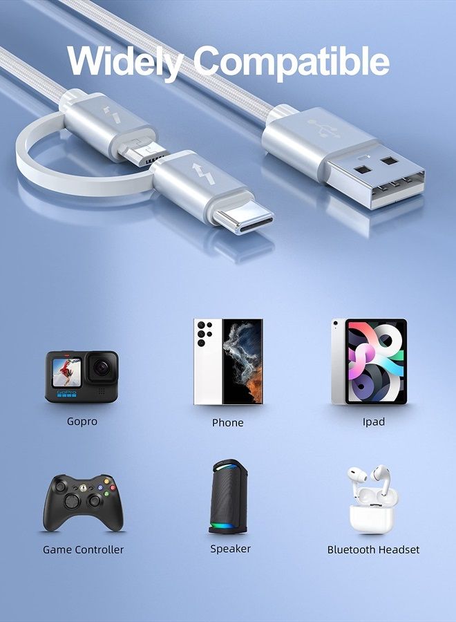 Superer Nylon Braided Charger Cord Fit for OontZ Angle 3 (4th Gen)/Pro Dual/Ultra (4th Gen)/Pro/Shower/RainDance,Angle Solo Bluetooth Speaker Micro USB Type C 2 in 1 Charging Cable Power Supply Adapter - Image 3