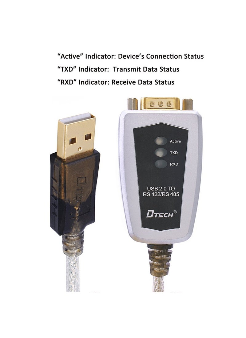 DTECH 6 Feet USB to RS422 RS485 Serial Port Converter Adapter Cable with FTDI Chip Supports Windows 11 10 8 7 XP Mac