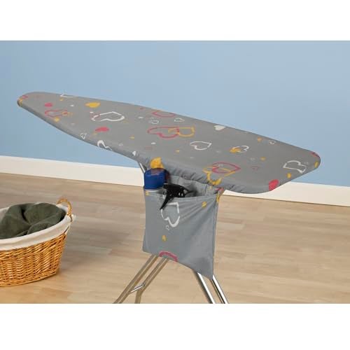 Household Essentials Ultra Ironing Board Cover and Pad, Hearts Print with Sparkle Finish, Gray - Image 2