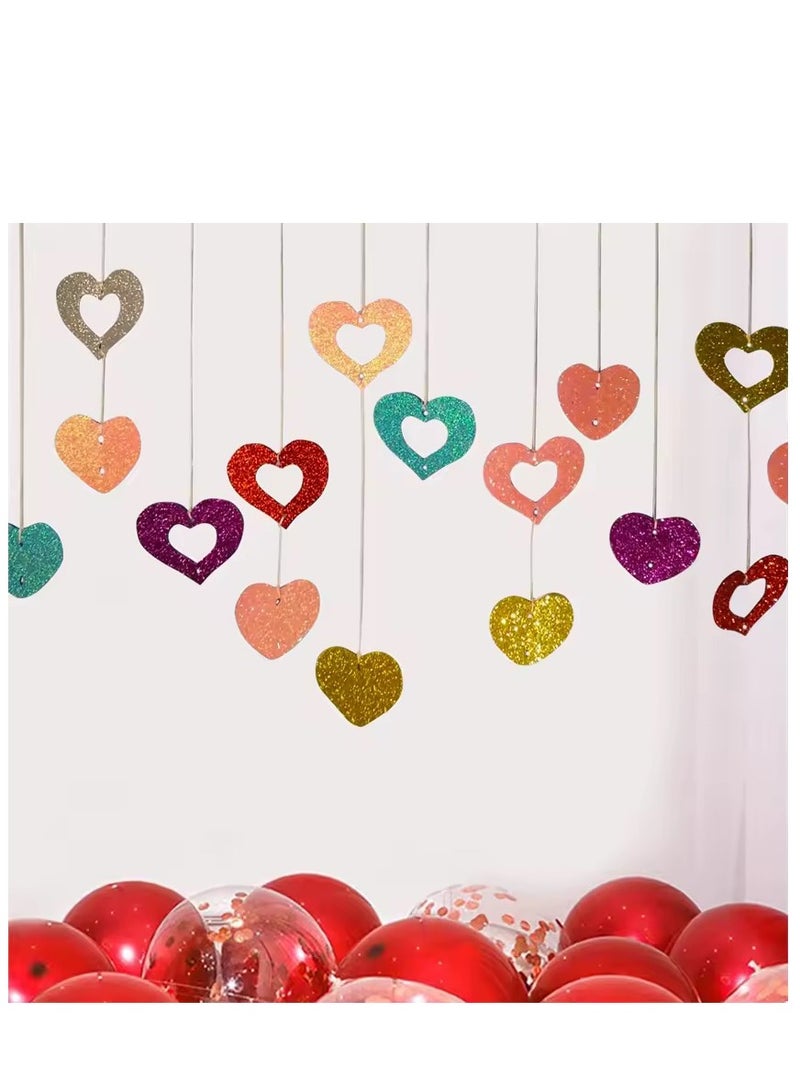 100 قطعة من زينة الحفلات المعلقة المصنوعة من مادة البولي فينيل كلوريد على شكل قلب متعدد الألوان لحفلات الزفاف وعيد الحب عيد رمضان - Image 4