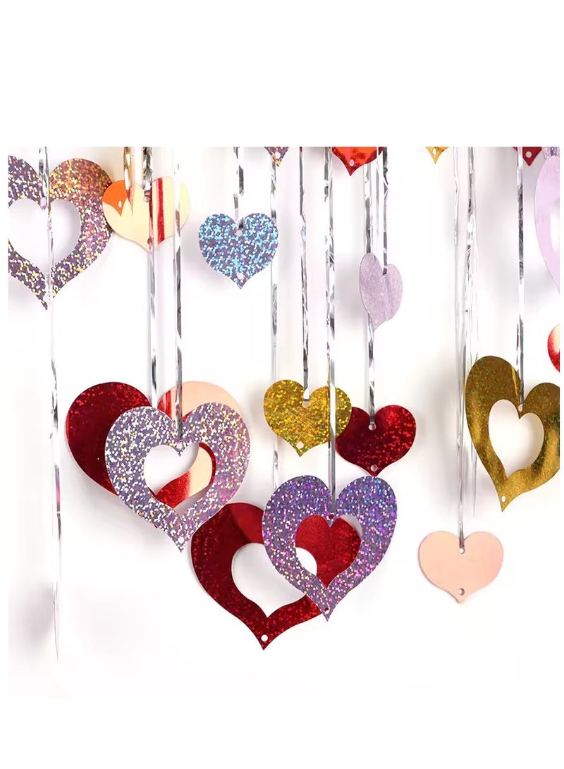100 قطعة من زينة الحفلات المعلقة المصنوعة من مادة البولي فينيل كلوريد على شكل قلب متعدد الألوان لحفلات الزفاف وعيد الحب عيد رمضان - Image 2