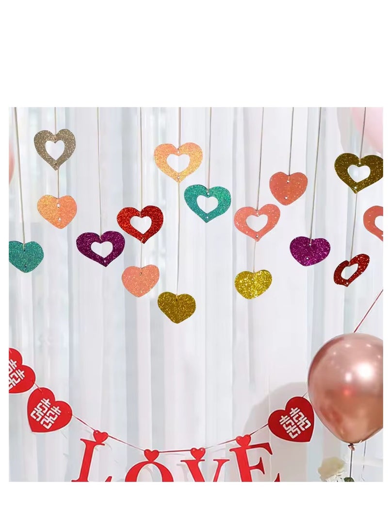 100 قطعة من زينة الحفلات المعلقة المصنوعة من مادة البولي فينيل كلوريد على شكل قلب متعدد الألوان لحفلات الزفاف وعيد الحب عيد رمضان - Image 3