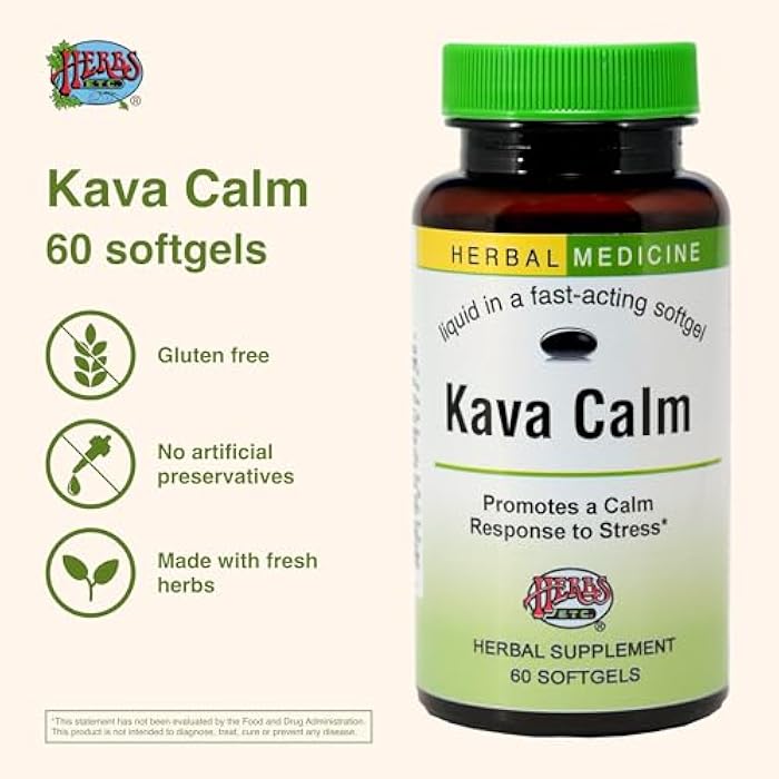 Herbs Etc. Kava Calm Softgels - Herbal Supplement for Calm Energy & Natural Relaxation Support - Soothing Kava Root, Chamomile & Milky Oats - Gluten-Free & Organic - 60 Count (60 Servings) - Image 3