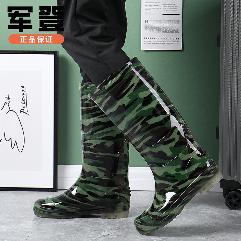 Fashion High Barrel Thickened Round Head High Barrel Rain Shoes Men'S Professional Labor Protection Rubber Long Barrel Rain Boots Water Shoes - Image 4