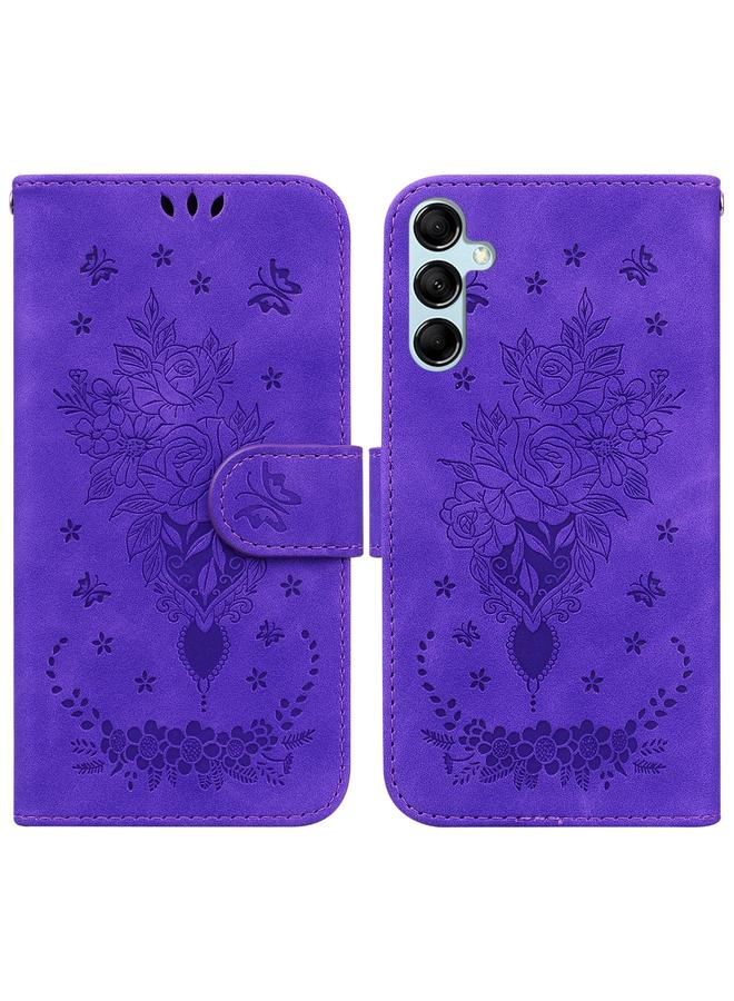 S-TOP Case For Samsung Galaxy M54 Butterfly Rose Embossed Leather Phone Case - Image 1