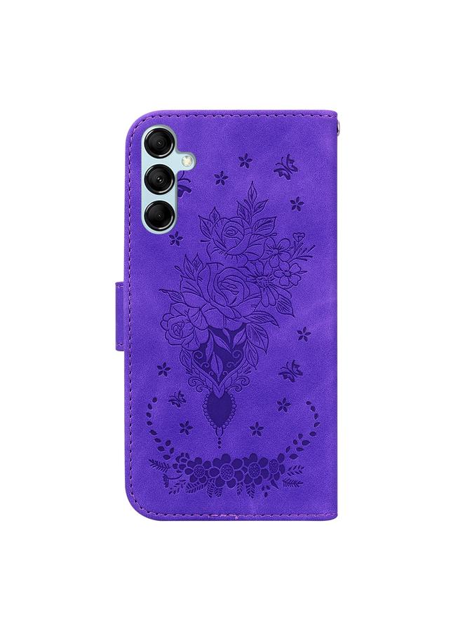 S-TOP Case For Samsung Galaxy M54 Butterfly Rose Embossed Leather Phone Case - Image 3