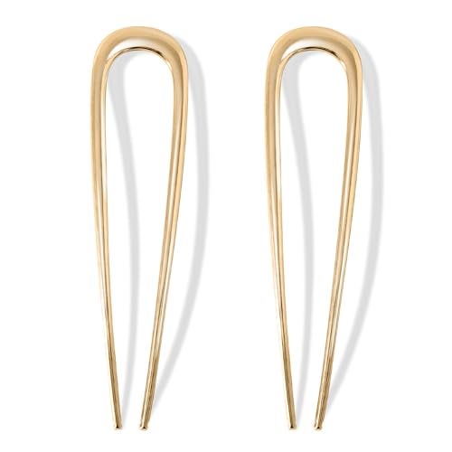 Srevela French Hair Pins for Thick Hair Metal French Twis Hair Pins for Women Girls UShaped French Pin for Buns 55 Inches Large French Pins Hairstyle Accessories Gold Gold - Image 1