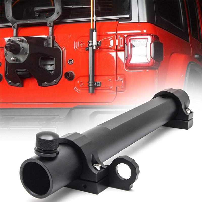 KMFCDAE for Jeep Flag Mount JK JL Tailgate Flagpole Holder with CB Antenna Mounting Bracket Multi-Function Tail Gate Flag Pole Holder Antenna Base Kit for Jeep Wrangler JK JL & Unlimited 2007+ - Image 1
