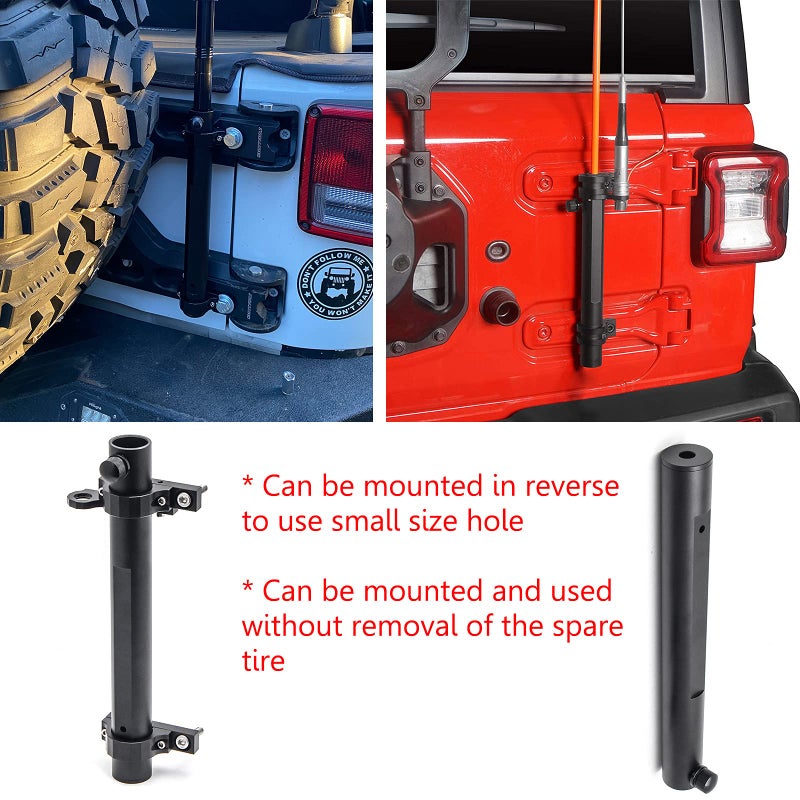 KMFCDAE for Jeep Flag Mount JK JL Tailgate Flagpole Holder with CB Antenna Mounting Bracket Multi-Function Tail Gate Flag Pole Holder Antenna Base Kit for Jeep Wrangler JK JL & Unlimited 2007+ - Image 5