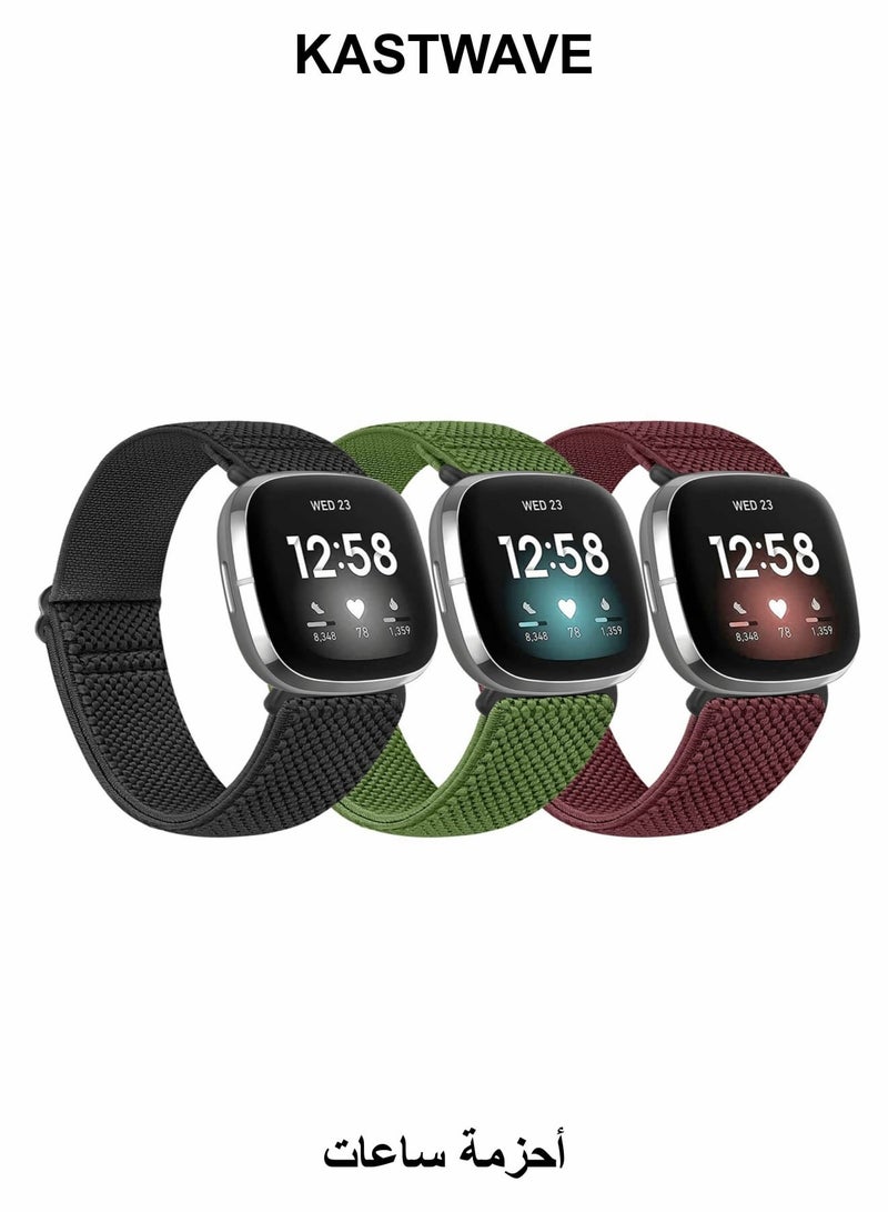 KASTWAVE Elastic Bands Compatible with Fitbit Versa 3, Adjustable Soft Stretchy Loop Bracelet Watch Bands for Women and Men - Image 1