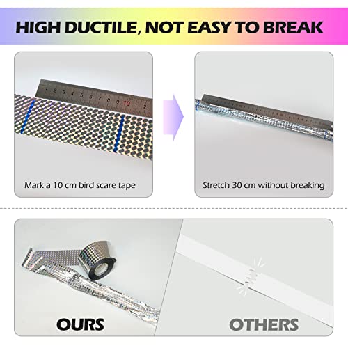 Ruolan Bird Scare Tape Ribbon(700FT) Reflective Tape Keep Birds Away Outdoor,Double Side Bird Flash Tape, Scare Geese, Pigeon, Duck, Woodpecker - Image 3