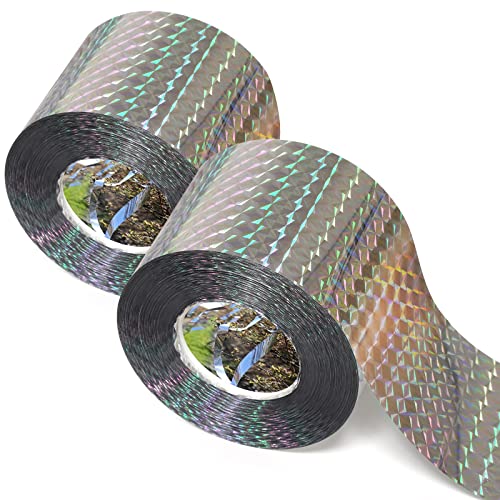 Ruolan Bird Scare Tape Ribbon(700FT) Reflective Tape Keep Birds Away Outdoor,Double Side Bird Flash Tape, Scare Geese, Pigeon, Duck, Woodpecker - Image 1
