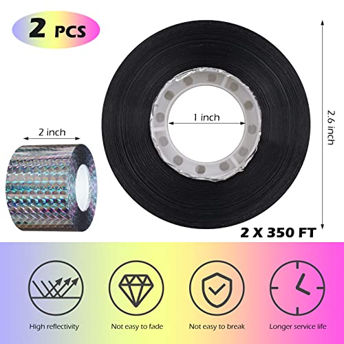 Ruolan Bird Scare Tape Ribbon(700FT) Reflective Tape Keep Birds Away Outdoor,Double Side Bird Flash Tape, Scare Geese, Pigeon, Duck, Woodpecker - Image 2